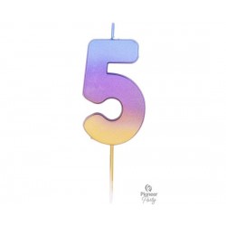  Κερί Νούμερο "5" Rainbow Ombre / 6.7 εκ