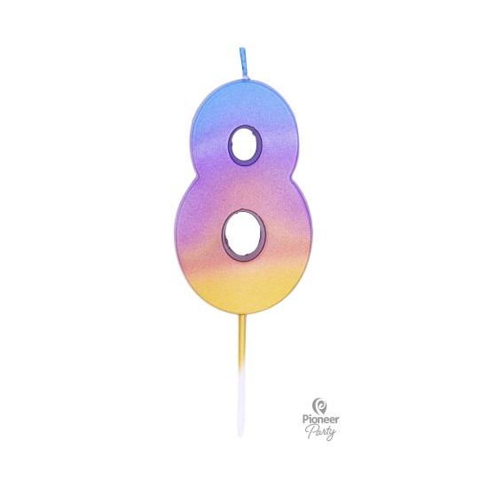  Κερί Νούμερο "8" Rainbow Ombre / 6.7 εκ
