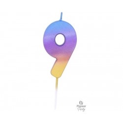  Κερί Νούμερο "9" Rainbow Ombre / 6.7 εκ