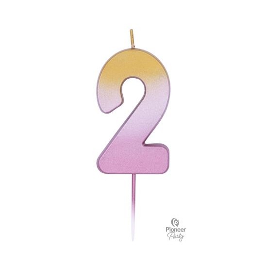  Κερί Νούμερο "2" Ροζ Χρυσό Ombre / 6.7 εκ