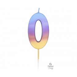 Κεράκι Νούμερο "0" Rainbow Ombre / 6.7 cm