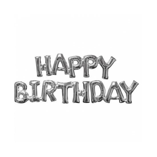 Μπαλόνι Foil Γενεθλίων Happy Birthday Ασημί Μπαλόνι Foil Γενεθλίων Happy Birthday Ασημί