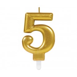  Κερί Χρυσό "5" Sparkling Celebrations Gold / 8 εκ υψός