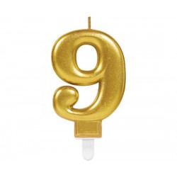  Κερί Χρυσό "9" Sparkling Celebrations Gold / 8 εκ υψός