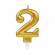  Κερί Χρυσό "2" Sparkling Celebrations Gold / 8 εκ υψός