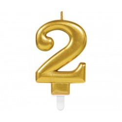  Κερί Χρυσό "2" Sparkling Celebrations Gold / 8 εκ υψός