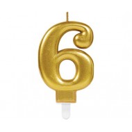  Κερί Χρυσό "6" Sparkling Celebrations Gold / 8 εκ υψός