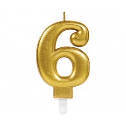  Κερί Χρυσό "6" Sparkling Celebrations Gold / 8 εκ υψός