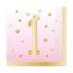Χαρτοπετσέτες Μεγάλες 1st Birthday Girl Ροζ Ombre /16 τεμ