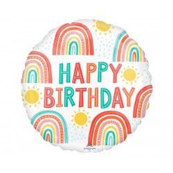 Μπαλόνι Foil 17" Retro Rainbow Birthday