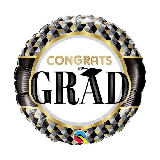  Μπαλόνι Φοιλ 18" Στρογ. Congrats Grad Black & Gold Patterns