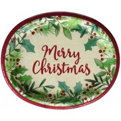 Πιατέλα Οβάλ χαρτ. Merry Holly Day Paper Oval 30εκ /8 τεμ