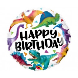 Μπαλόνι Foil 18" Happy Birthday Colorful Dinosaurs