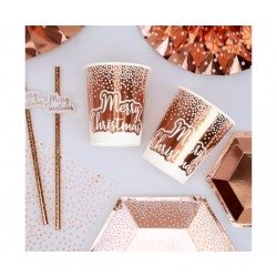  Ποτήρια Ροζ Χρυσό Merry Christmas /8 τεμ - Rose Gold