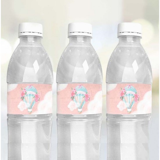  Ετικέτες για μπουκάλια νερού Αερόστατο κορίτσι (8 τεμ)