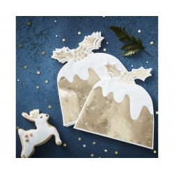  Χαρτοπετσέτες Μεγάλες Χρυσό Christmas Pudding/ 12 τεμ