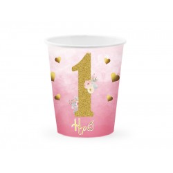  Ποτήρια “1st Birthday” ροζ & χρυσό (6 τεμ)