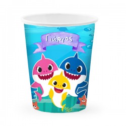 Ποτήρια Baby Shark με όνομα (6 τεμ)