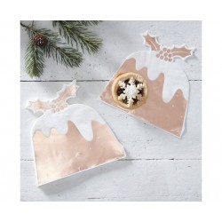 Χαρτοπετσέτες Σχηματικές Ροζ Χρυσό Christmas Pudding/ 12 τεμ