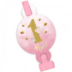  Σφυρίχτρες Blowouts 1st Birthday Girl (8 τεμ)