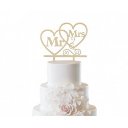 Topper Τούρτας Ξύλινο Mr&Mrs