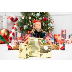  Χρυσές Σακούλες για δωράκια Merry Christmas (3 τεμ)