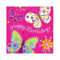 Χαρτοπετσέτες Μεγάλες Butterfly Sparkle Happy Birthday (16 τεμάχια)