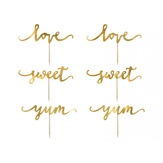 Toppers Για Cupcake Χρυσά Love-Sweet-Yum (6 τεμ) Toppers Για Cupcake Χρυσά Love-Sweet-Yum (6 τεμ)