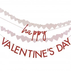 Γιρλάντα Διακοσμητική “Happy Valentine’s Day” με καρδιές