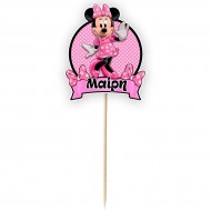 Topper Διακοσμητικό Τούρτας Με Όνομα – Minnie Mouse