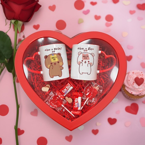 Προσωποποιημένο Κουτί καρδιά δώρο για ζευγάρι με διάφανο καπάκι DUDU
