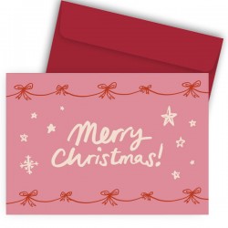 Ευχετήρια Γιορτινή Κάρτα σε Ροζ Background – “Merry Christmas”