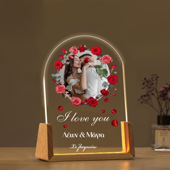 Φωτιστικό led με φωτογραφία – Κάδρο με Τριαντάφυλλα