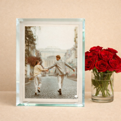 Γυάλινη κορνίζα με εφέ καθρέπτη με φωτογραφία