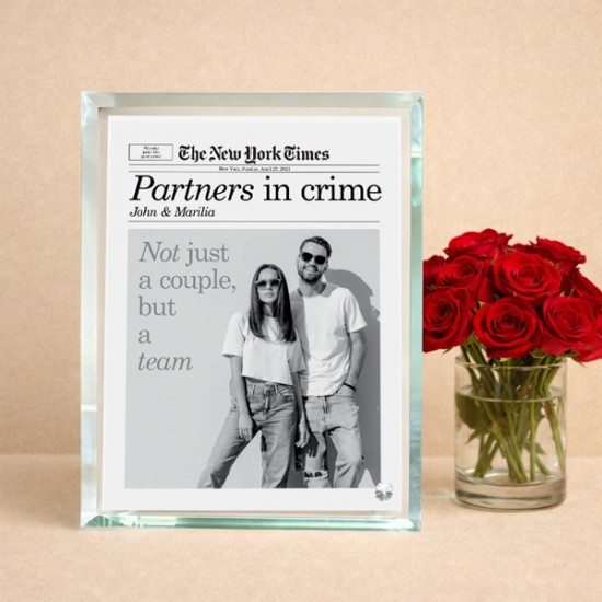 Γυάλινη κορνίζα με εφέ καθρέπτη Partners in Crime