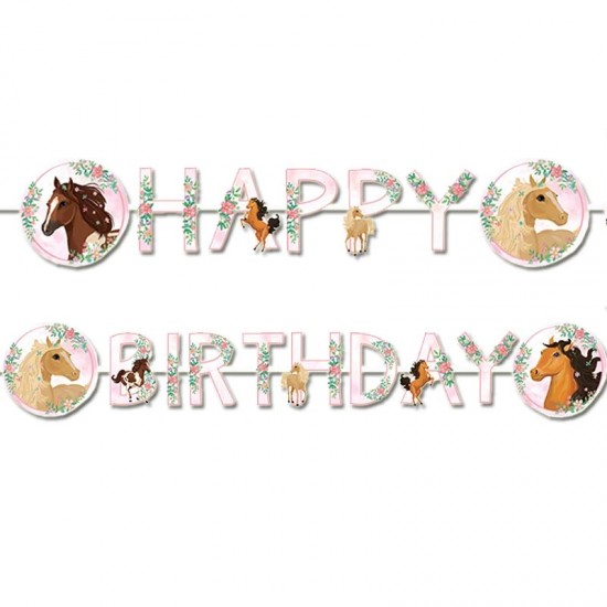 Γιρλάντα Happy Birthday Άλογο Φλοράλ Γιρλάντα Happy Birthday Άλογο Φλοράλ