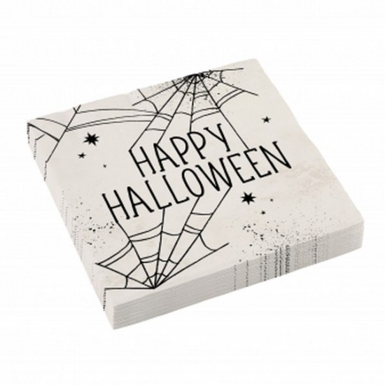 Χαρτοπετσέτες Μεγάλες Happy Halloween αράχνες (16 τεμ)