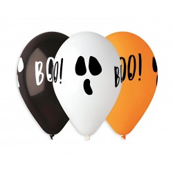 Μπαλόνια Λάτεξ Halloween – Φαντάσματα Boo (5 τεμ)
