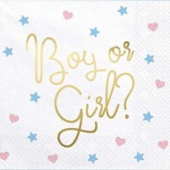 Χαρτοπετσέτες Μεγάλες “Boy or Girl” για Gender Reveal (20 τεμ)