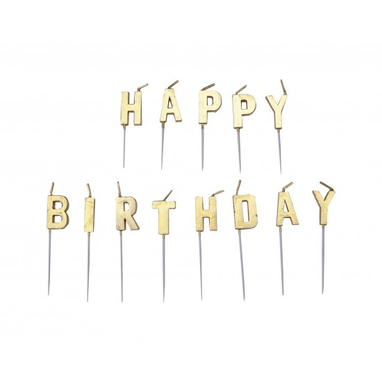 Κεριά Μίνι Happy Birthday Χρυσό Κεριά Μίνι Happy Birthday Χρυσό