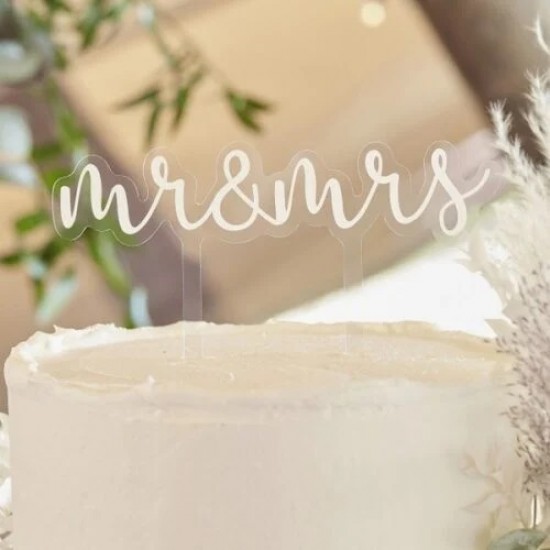 Topper Γαμήλιας Τούρτας Ακρυλικό Mr & Mrs Topper Γαμήλιας Τούρτας Ακρυλικό Mr & Mrs