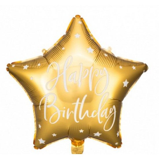 Μπαλόνι Foil 18″ Αστέρι Happy Birthday Χρυσό Μπαλόνι Foil 18″ Αστέρι Happy Birthday Χρυσό