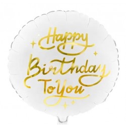 Μπαλόνι Foil 18″ Happy Birthday to You άσπρο-χρυσό