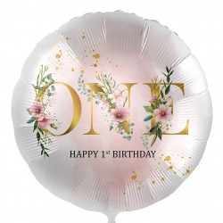Μπαλόνι Foil 18” Για Πρώτα Γενέθλια ONE Φλοράλ