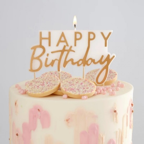 Κεράκι Happy Birthday χρυσό Κεράκι Happy Birthday χρυσό