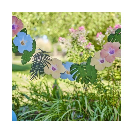 Γιρλάντα Hawaiian Palm Leaf and Hibiscus Flower Tropical Party / 2 μ Γιρλάντα Hawaiian Palm Leaf and Hibiscus Flower Tropical Party / 2 μ