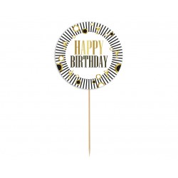 Topper Τούρτας Happy Birthday ριγέ