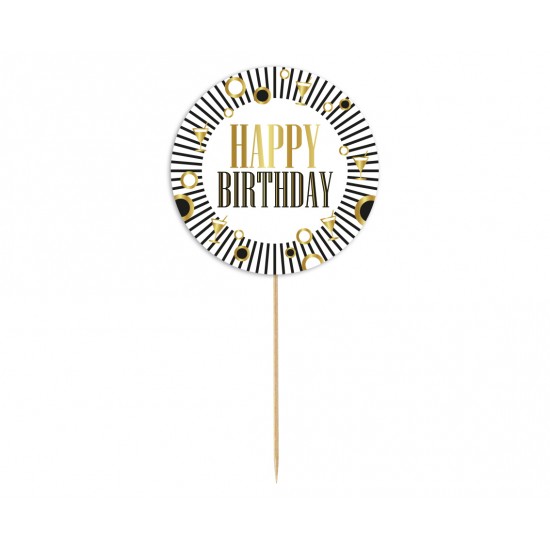 Topper Τούρτας Happy Birthday ριγέ Topper Τούρτας Happy Birthday ριγέ