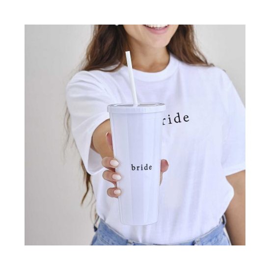Ποτήρι επαναχρησιμοποιούμενο "Bride" με καλαμάκι Ποτήρι επαναχρησιμοποιούμενο "Bride" με καλαμάκι