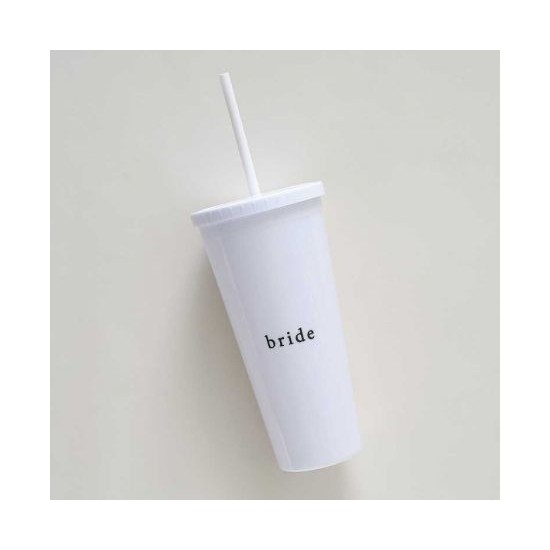 Ποτήρι επαναχρησιμοποιούμενο "Bride" με καλαμάκι Ποτήρι επαναχρησιμοποιούμενο "Bride" με καλαμάκι